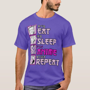 Otaku Eat Sleep Anime Herhaal Cute Manga Animes 90 T-shirt