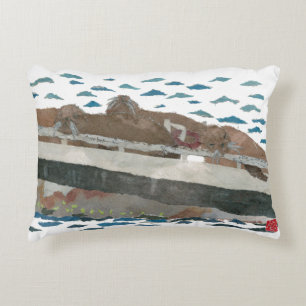 Otaries, coussin Nautique-Orienté de pièce