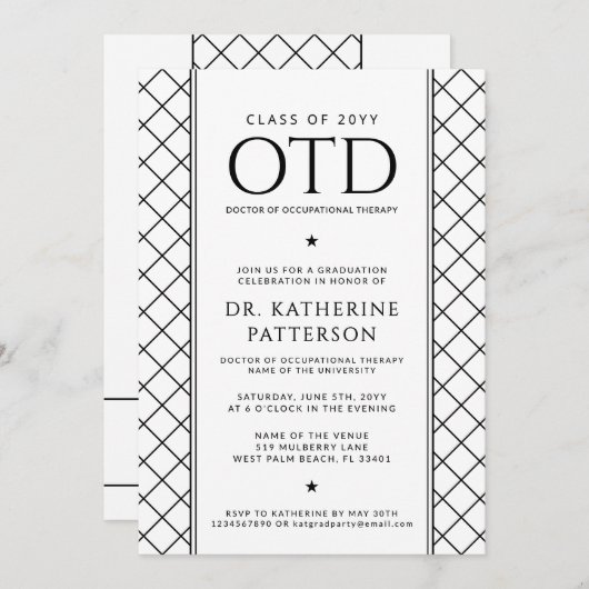 OTD Doctor in de ergotherapie Afstuderen Kaart (Voorkant / Achterkant)