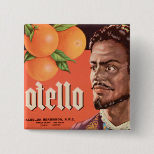 Otello Oranje Label Vierkante Button 5,1 Cm
