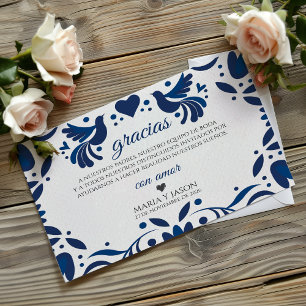 Otomi Blauwe Bloemrijke Elegante Fiesta Spaanse Tr Bedankkaart