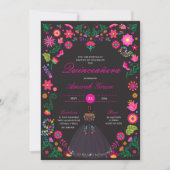 Otomi Borduurwerk Prinses Quinceañera Uitnodiging (Voorkant)