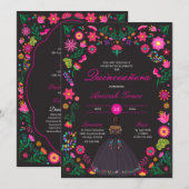 Otomi Borduurwerk Prinses Quinceañera Uitnodiging (Voorkant / Achterkant)