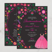 Otomi Broderie Mexicaine Quinceañera Invitation (Devant / Derrière)