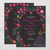 Otomi Broderie Mexicaine Quinceañera Invitation (Devant / Derrière)
