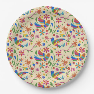 Otomi Colorful Bird & Flowers Pattern schattige zo Papieren Bordje