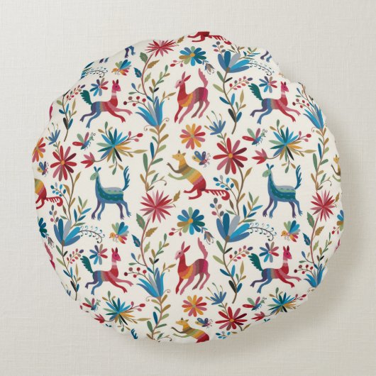 Otomi Inspired Design Rond Kussen (Achterkant)