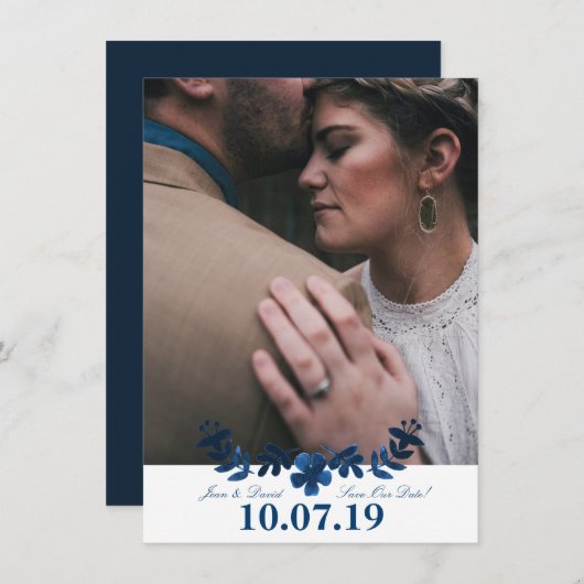 Otomi Mexicain Enregistrer La Carte Date - Marine (Devant / Derrière)