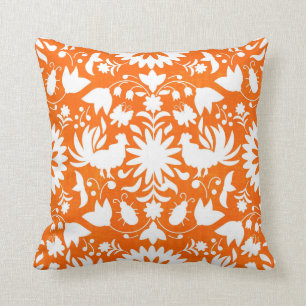 Otomi print, oranje & witte boho kussensloop kussen