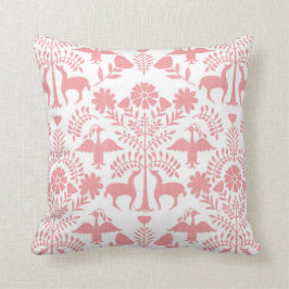 Otomi Print, White & Light Pink Boho Sierkussen