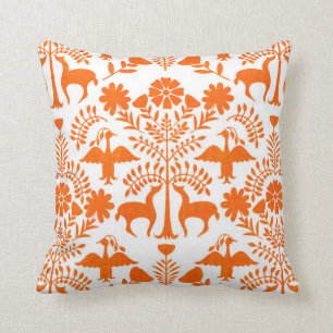 Otomi print, wit & oranje boho kussensloop kussen