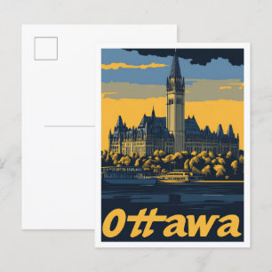 Ottawa Canada Art Vintage Travel Illustratie Briefkaart