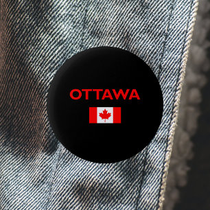 Ottawa Canada Canadian Flag Dark Color Ronde Button 5,7 Cm