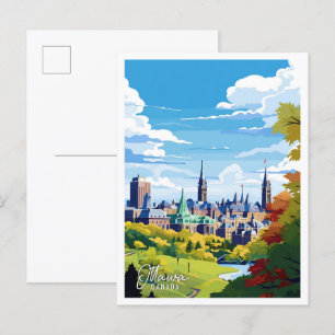 Ottawa Canada  kunst reisillustratie Briefkaart