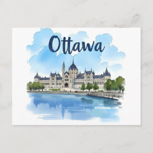 Ottawa Canada Parlementsgebouw, stadsprofiel Briefkaart