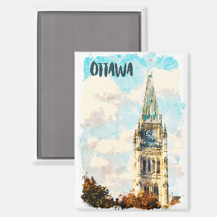 Ottawa Canada Parliament Hill Waterverf Magneet