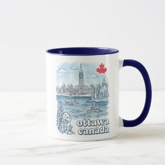 Ottawa Canada Simple Blue Skyline Cute Cityscape Mok