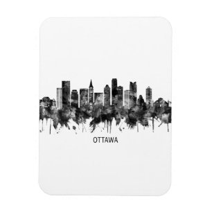 Ottawa Canada Skyline BW Magneet