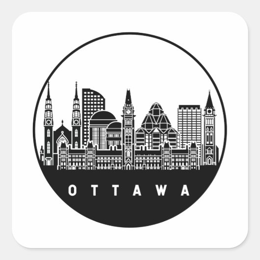 Ottawa Canada Skyline Vierkante Sticker (Voorkant)