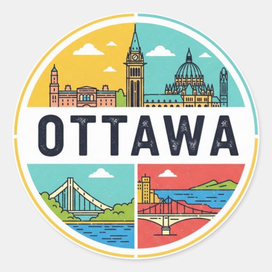 Ottawa Canada Travel Ronde Sticker (Voorkant)