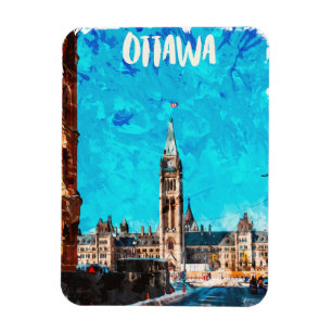 Ottawa Canada Vintage Travel Waterverf Magneet