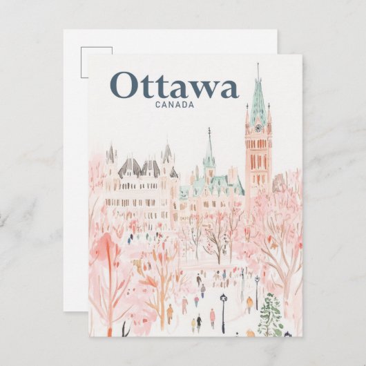 Ottawa Canada Waterverf Schilderij Reizen Briefkaart (Voorkant / Achterkant)