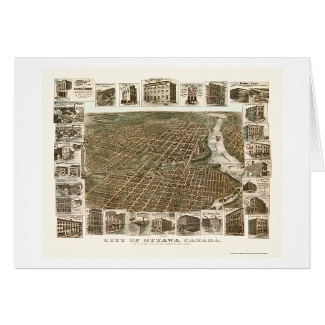 Ottawa, DESSUS, carte panoramique du Canada - 1895 (Devant horizontal)