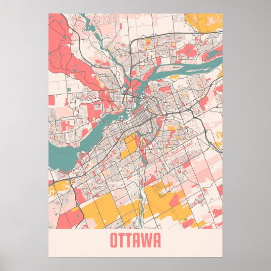 Ottawa - Ontario Chalk City Map Poster (Voorkant)
