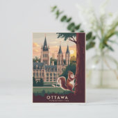 Ottawa parlement heuvel Illustratie Briefkaart (Staand voorkant)