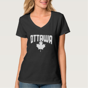 Ottawa Quebec Canada Esdoornblad Rode Canadese Vla T-shirt