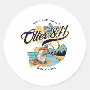Otter 841 Surfende Otter 841 California Surfplank Ronde Sticker