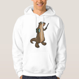 Otter als leraar met boek en wijzer hoodie