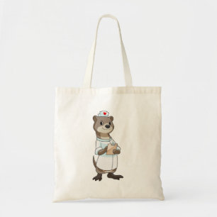 Otter als verpleegster met hart tote bag