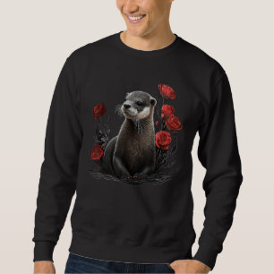 Otter Animals Flowers Dierenvrienden Roos Art Otte Trui