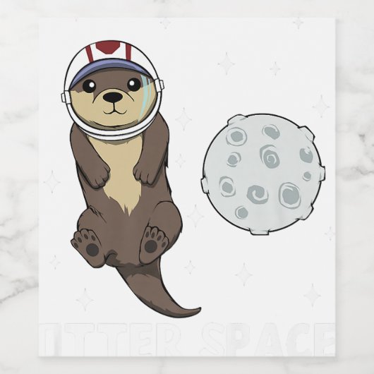 Otter Astronaut Pun Otter Spa Wijn Etiket (Enkel label)
