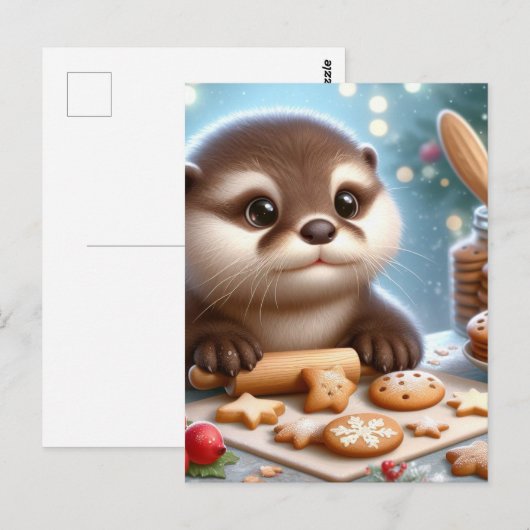 Otter bakken van kerstkoekjes briefkaart (Voorkant / Achterkant)