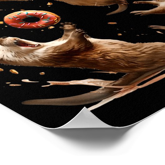 Otter Chaos Funny Bagel Fighting Sea Otters Pun An Poster (Hoek)