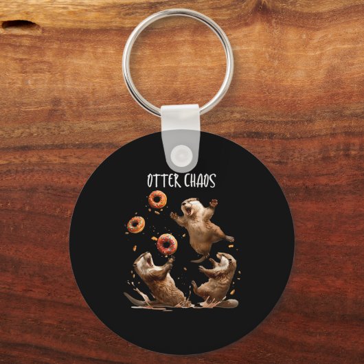 Otter Chaos Funny Bagel Fighting Sea Otters Pun An Sleutelhanger (Voorkant)