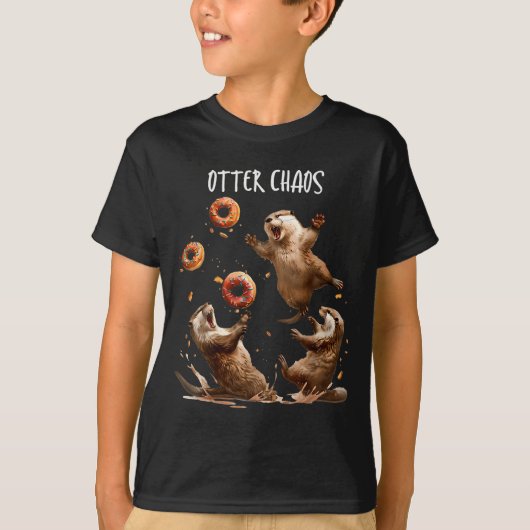 Otter Chaos Funny Bagel Fighting Sea Otters Pun An T-shirt (Voorkant)