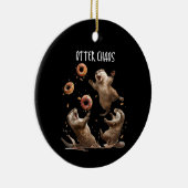 Otter Chaos Funny Bagel Vechten Zee Otters Pun An Keramisch Ornament (Rechts)