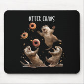 Otter Chaos Funny Bagel Vechten Zee Otters Pun An Muismat (Voorkant)