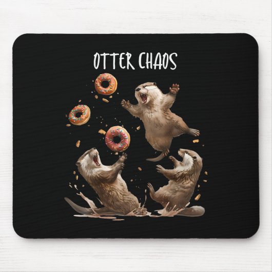 Otter Chaos Funny Bagel Vechten Zee Otters Pun An Muismat (Voorkant)