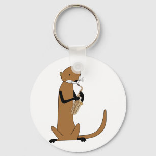 Otter die de saxofone speelt sleutelhanger