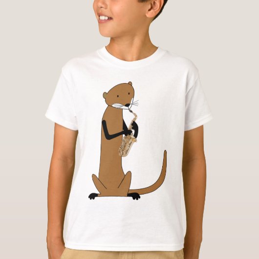 Otter die de saxofone speelt t-shirt (Voorkant)