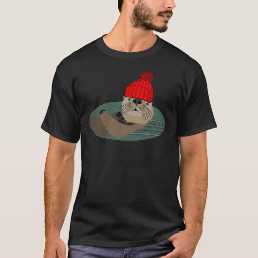 Otter die een Beanie Stocking Pet Shirt draagt (Voorkant)
