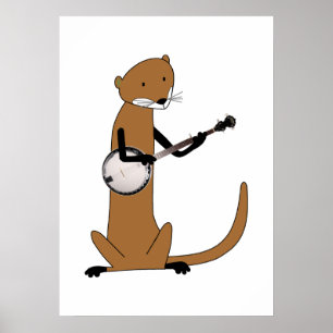 Otter die het Banjo-Poster afspeelt Poster