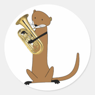 Otter die het Euphonium speelt Ronde Sticker