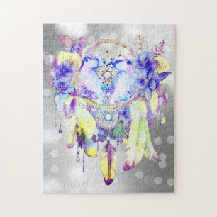 Otter Dreamcatcher Blauw Geel Bloemen Legpuzzel