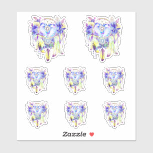 Otter Dreamcatcher Blauw Geel Bloemen Sticker