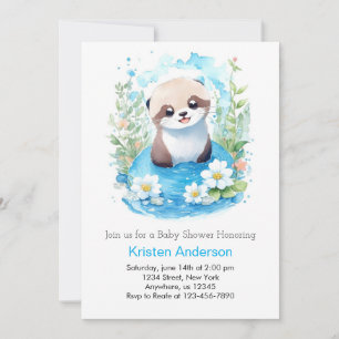 Otter Dreamscape Waterverf Boy Baby shower Kaart